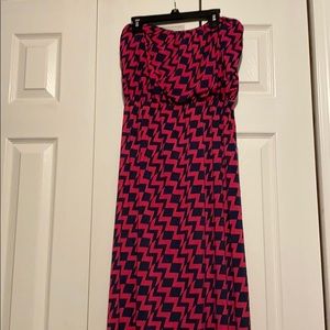 Sleeveless navy and pink dress